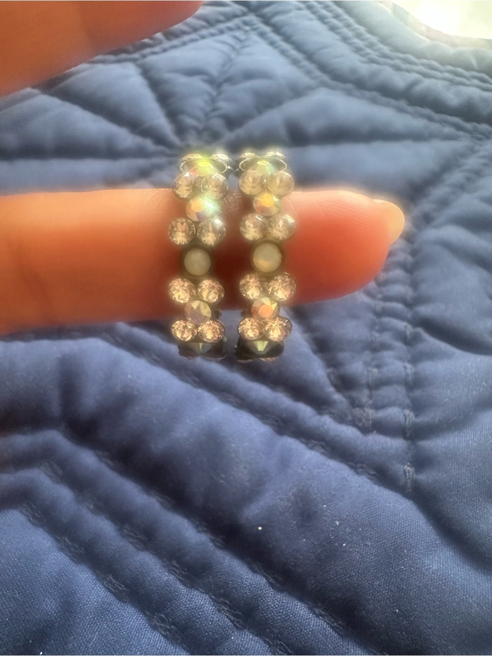 Sorrelli Crystal Floral Hoop Earrings - Clear Sparkle Hoops - Picture 2 of 7
